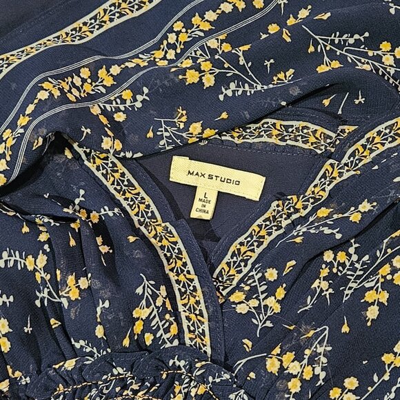 MAX STUDIO, Gorgeous navy blue sleeveless floral maxi dress - Picture 14 of 14